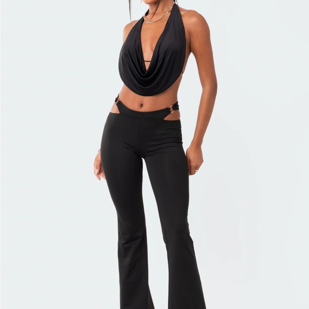 Edikted “Ashanti Low-Rise Cut-Out Flared Pants”